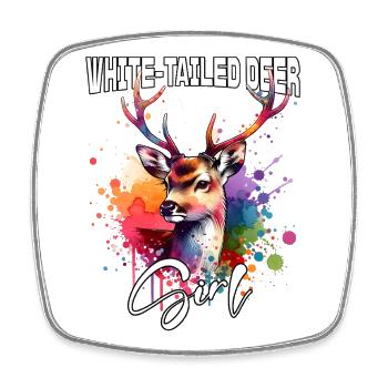 White-tailed Deer Girl White-tailed Deer - Square fridge magnet - white - Front