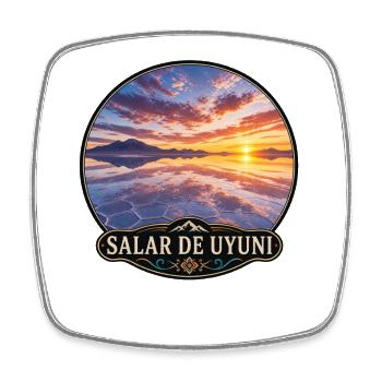 Uyuni-Salzsee Sonnenuntergang Emblem - Viereckiger Kühlschrankmagnet - Weiß - Vorne