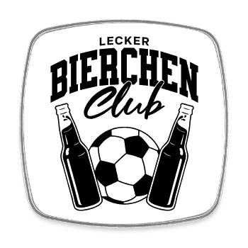 Lecker Bierchen Club Fußball - Viereckiger Kühlschrankmagnet - Weiß - Vorne