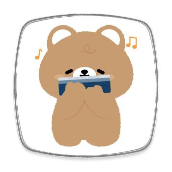 Brown Bear Harmonica - Magnet carré - blanc - Devant