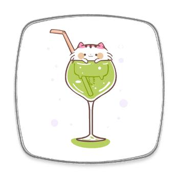 Gin katze ginglass mietze trinken feiern party - Viereckiger Kühlschrankmagnet - Weiß - Vorne
