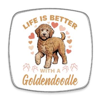 Goldendoodle Dog Breed - Square fridge magnet - white - Front