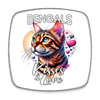 Bengalkatze Liebe - Viereckiger Kühlschrankmagnet - Weiß - Vorne