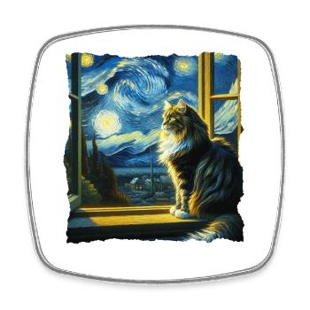 Nuit étoilée du Maine Coon - Magnet carré - blanc - Devant