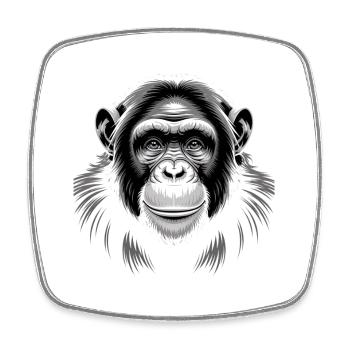 Chimpanzé singe - Magnet carré - blanc - Devant