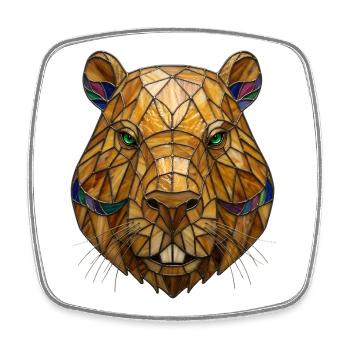 Vitraux Capybara Portrait en mosaïque - Magnet carré - blanc - Devant