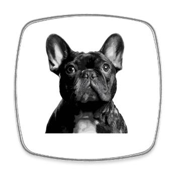 Portrait réaliste du bouledogue français - Magnet carré - blanc - Devant