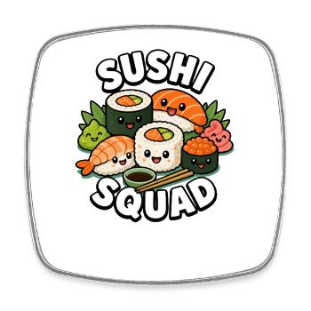 Sushi-Truppe Lustiges japanisches Essen Sashimi Li - Viereckiger Kühlschrankmagnet - Weiß - Vorne