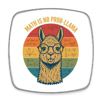 Math Is No Prob-Llama Mathe Lehrer Shirt - Viereckiger Kühlschrankmagnet - Weiß - Vorne
