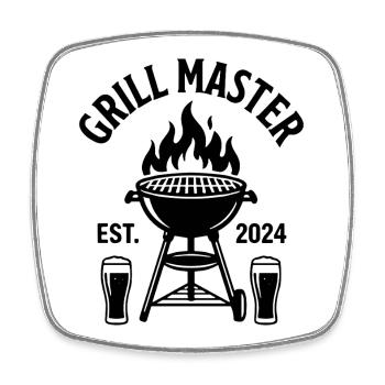 GRILL MASTER EST 2024 Grillmeister - Viereckiger Kühlschrankmagnet - Weiß - Vorne