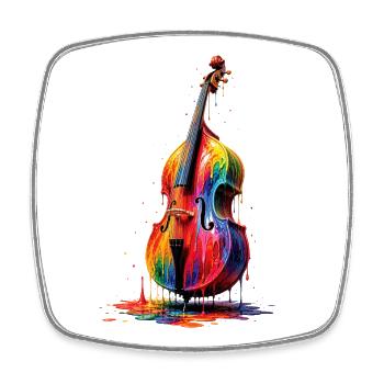 Contrebasse avec peinture qui goutte - Magnet carré - blanc - Devant