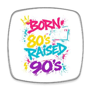 80s Boombox Neon Graffiti - Square fridge magnet - white - Front
