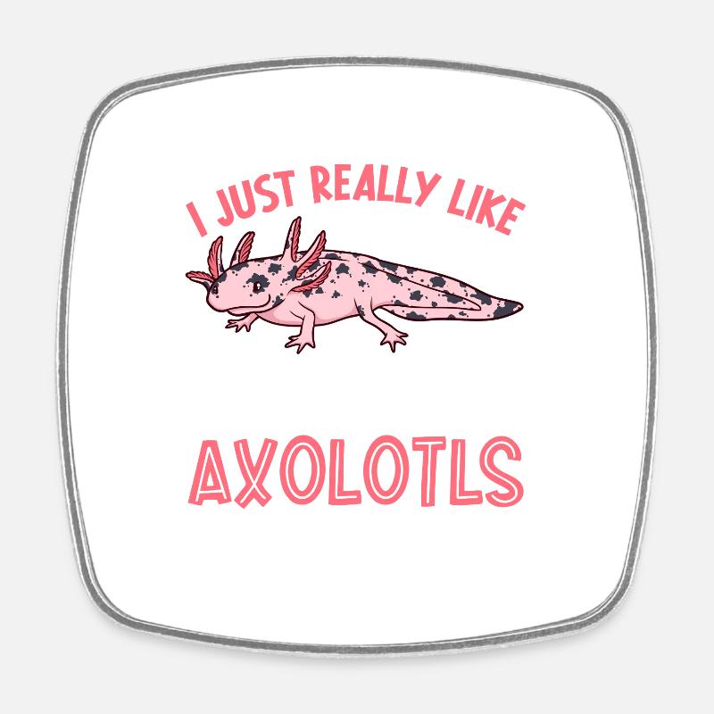J’adore mon Axolotl Piebald - Magnet carré - blanc