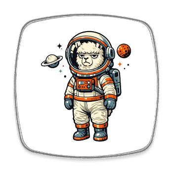 Alpaka Astronaut im Weltraum Space Abenteuer - Viereckiger Kühlschrankmagnet - Weiß - Vorne