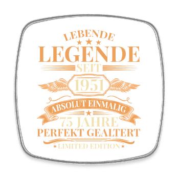 Baujahr 1951 Lebende Legende – 75. Geburtstag - Viereckiger Kühlschrankmagnet - Weiß - Vorne