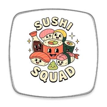 Sushi-Truppe Lustiges japanisches Essen Sashimi Li - Viereckiger Kühlschrankmagnet - Weiß - Vorne
