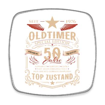 50. Geburtstag Geschenk Mann Oldtimer Vintage 1976 - Viereckiger Kühlschrankmagnet - Weiß - Vorne