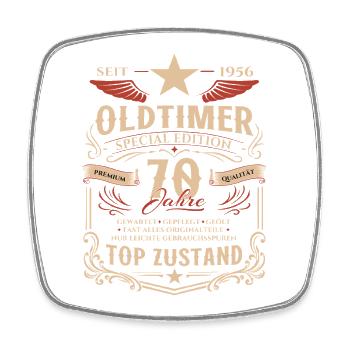 70. Geburtstag Geschenk Mann Oldtimer Vintage 1956 - Viereckiger Kühlschrankmagnet - Weiß - Vorne