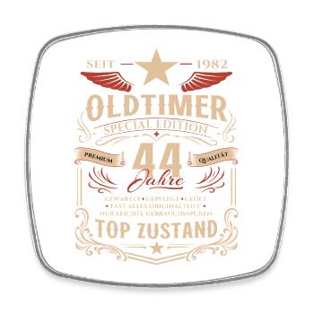 44. Geburtstag Geschenk Mann Oldtimer Vintage 1982 - Viereckiger Kühlschrankmagnet - Weiß - Vorne