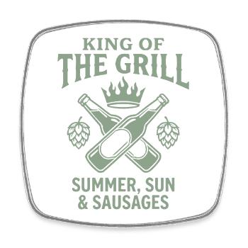 King of the Grill Summer Sun and Sausages - Viereckiger Kühlschrankmagnet - Weiß - Vorne