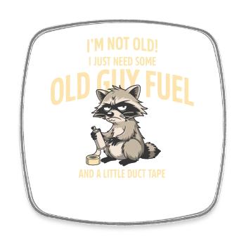 Grumpy Raccoon Old Guy Fuel Tee - Viereckiger Kühlschrankmagnet - Weiß - Vorne