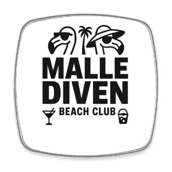Malle Diven Beach Club Flamingo Mallorca Party - Square fridge magnet - white - Front