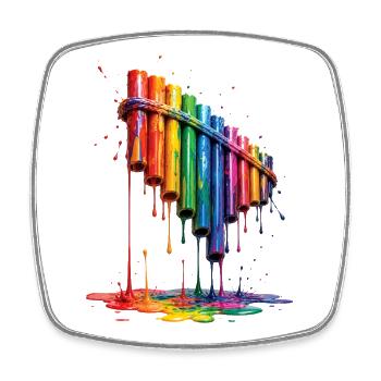 Flûte Pan avec peinture qui goutte - Magnet carré - blanc - Devant