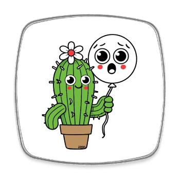 Cactus Buddy und Balloon Ghost - Viereckiger Kühlschrankmagnet - Weiß - Vorne