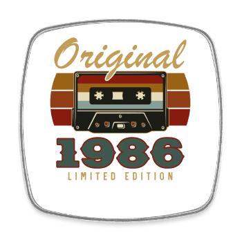 1986 Vintage Retro Geburtstagsgeschenk - Viereckiger Kühlschrankmagnet - Weiß - Vorne
