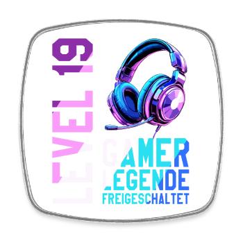 19. Geburtstag Junge Mädchen Gaming Level 19 Jahre - Viereckiger Kühlschrankmagnet - Weiß - Vorne
