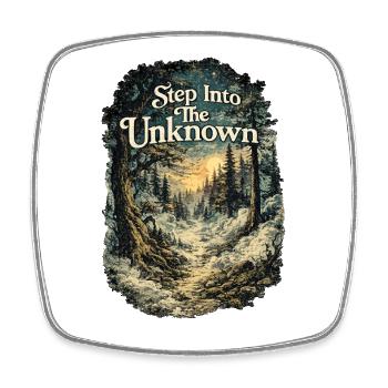 Step Into The Unknown Adventure Forest Nature - Square fridge magnet - white - Front