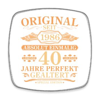 Original seit 1986 Baujahr 40. Geburtstag - Viereckiger Kühlschrankmagnet - Weiß - Vorne