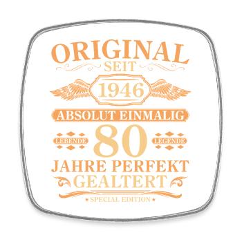Original seit 1946 Baujahr 80. Geburtstag - Viereckiger Kühlschrankmagnet - Weiß - Vorne