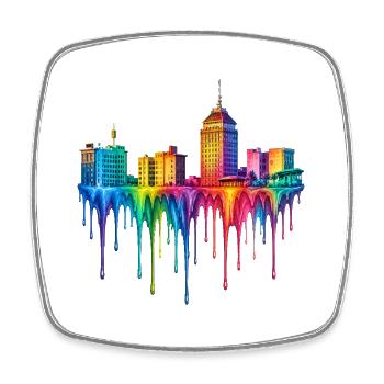 Fresno California Tropfende Farbe - Viereckiger Kühlschrankmagnet - Weiß - Vorne