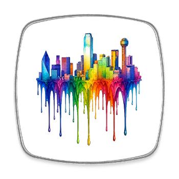 Dallas, Texas – Tropfende Farbe - Viereckiger Kühlschrankmagnet - Weiß - Vorne