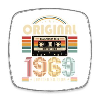 57e anniversaire Gift Man Cassette Best of 1969 - Magnet carré - blanc - Devant