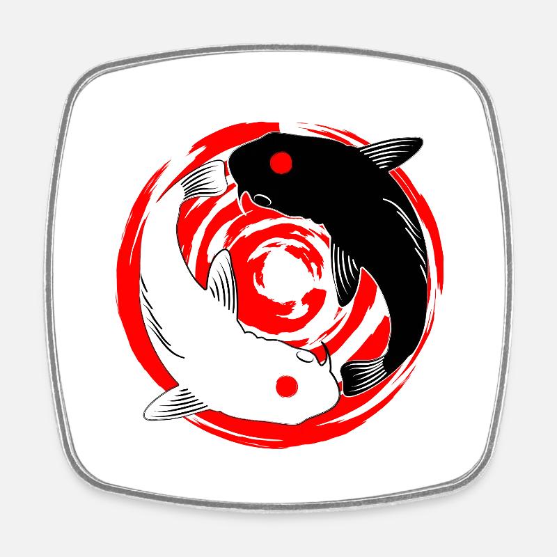 Koi YinYang - Magnet carré - blanc