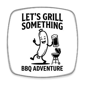 Lets Grill Something BBQ Adventure - Viereckiger Kühlschrankmagnet - Weiß - Vorne