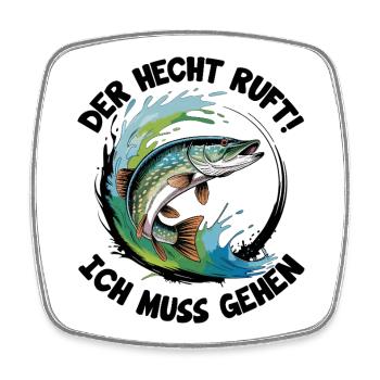 Hecht Angeln - Viereckiger Kühlschrankmagnet - Weiß - Vorne