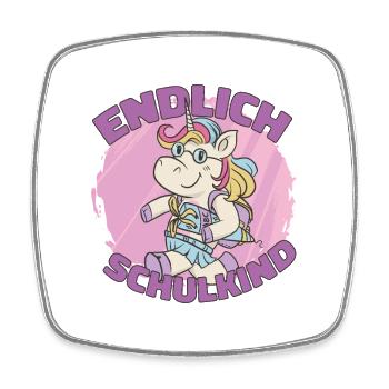 Geschenk Einschulung Endlich Schulkind - Viereckiger Kühlschrankmagnet - Weiß - Vorne
