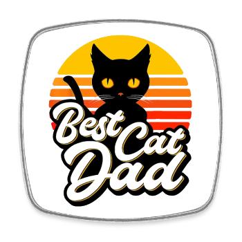 Best Cat Dad Funny Cat Sunset For Animal Enthusias - Viereckiger Kühlschrankmagnet - Weiß - Vorne