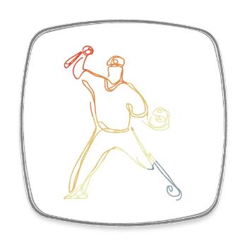 Baseballer Vintage Look - Viereckiger Kühlschrankmagnet - Weiß - Vorne