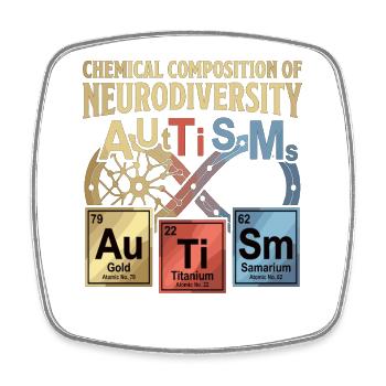 Neurodiversity Autism Chemie Periodensystem - Viereckiger Kühlschrankmagnet - Weiß - Vorne