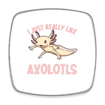 I love my Hypomelanistic melanoid Axolotl - Square fridge magnet - white - Front