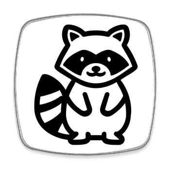 raccoon - Square fridge magnet - white - Front