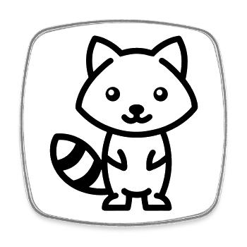 raccoon - Square fridge magnet - white - Front