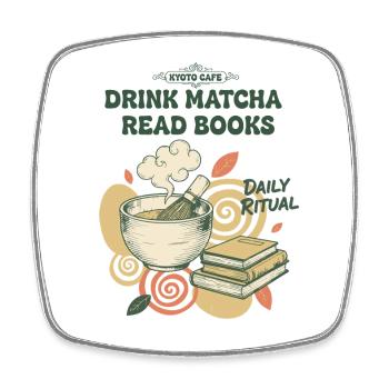Matcha trinken, Bücher lesen, tägliches Ritual, Kyoto, Matcha. - Viereckiger Kühlschrankmagnet - Weiß - Vorne
