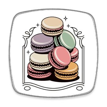 Macarons Shirt mit Vintage Rahmen - Viereckiger Kühlschrankmagnet - Weiß - Vorne