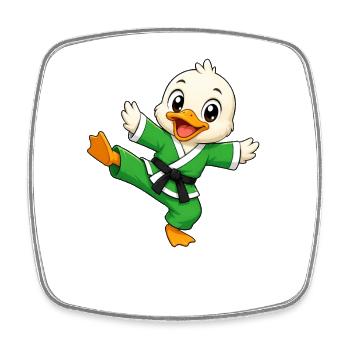 Karaté Canard Arts martiaux Arts martiaux Coups de pied Coups de pied - Magnet carré - blanc - Devant