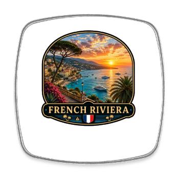 French Riviera Sunset Cannes Monaco - Square fridge magnet - white - Front